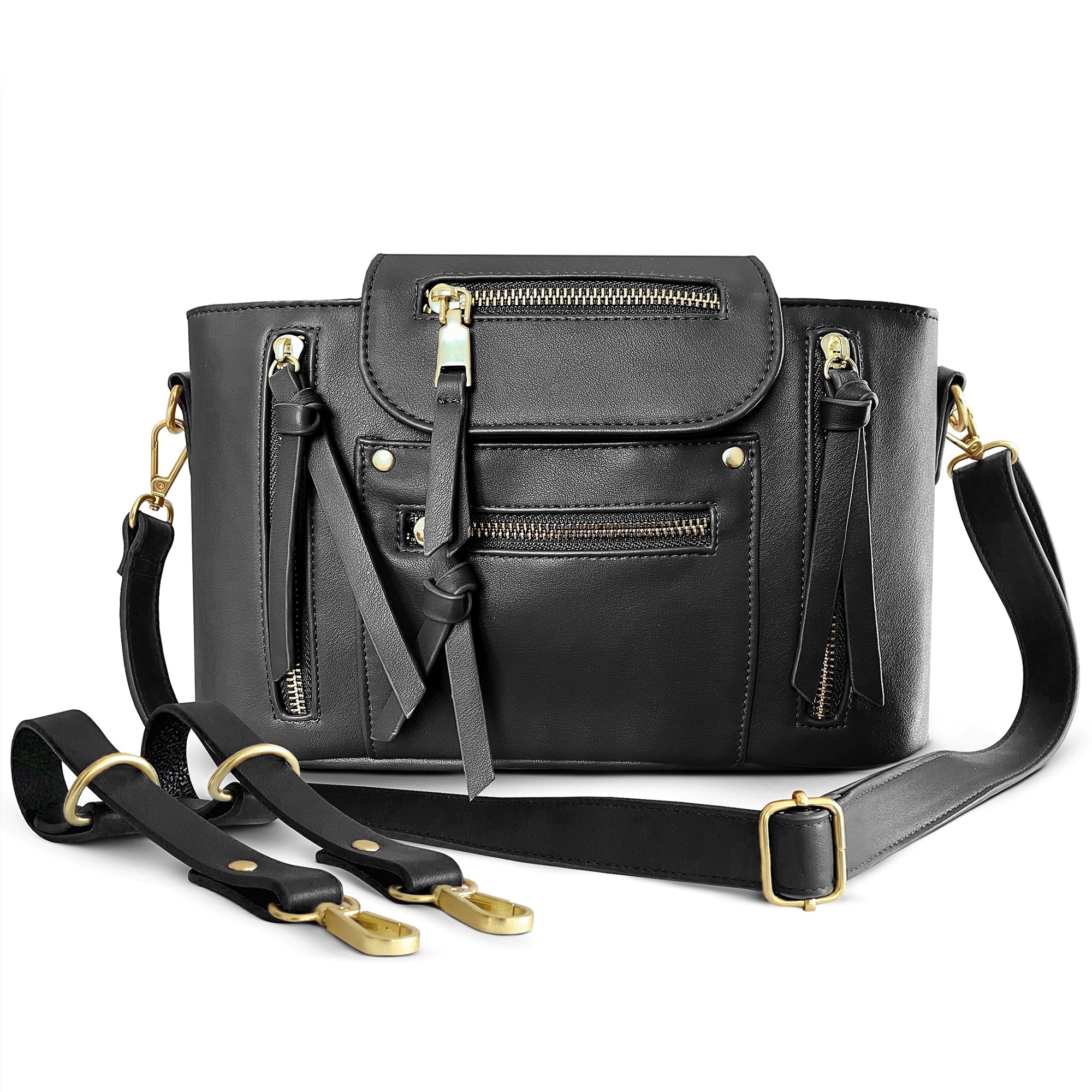 Buy HUGGI PU leather hand bag for women | shoulder bags for women with  strap & zipper | ladies purse for birthday, anniversary, thanks giving |  purse and handbag combo (Black) at Amazon.in